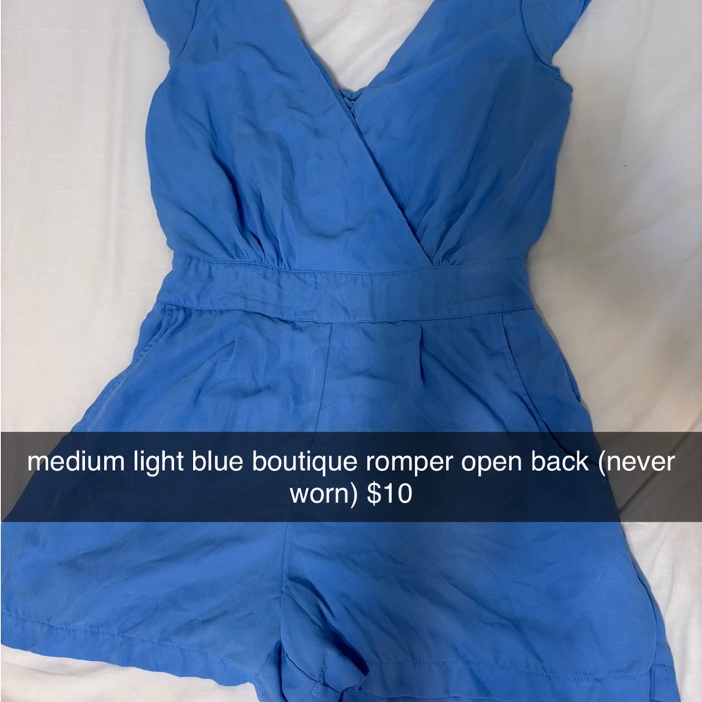 Light Blue Open Back Romper
